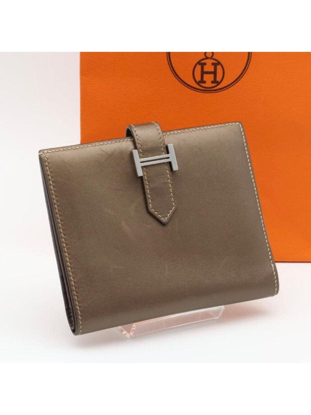 Hermes Bearn Compact Milois Bifold Wallet Blanc